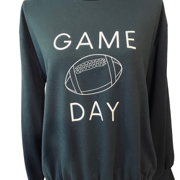 Vince Camuto Black Game Day Soft Sweatshirt Long Sleeve White Football Logo. M - Picture 4 of 9